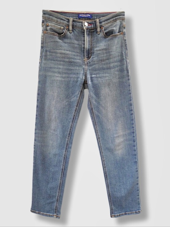 Scotch & Soda Denim - Scotch & Soda High Waist Slim Leg Jeans Medium Wash Cropped Size 4